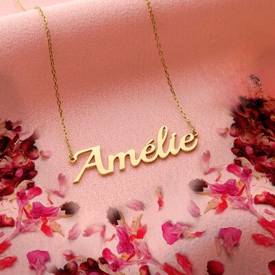 Custom Name Necklace, 14K Gold Plated Name Necklace, Personalized Name Necklace, Birthday Gift for Her, Christmas Gift, Gift for Mom - image4
